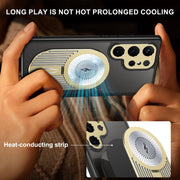 For Samsung Galaxy S25 Ultra 5G Heat Dissipation Aromatherapy MagSafe Holder Phone Case(Gold)