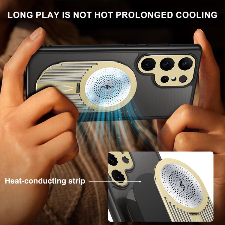 For Samsung Galaxy S25 Ultra 5G Heat Dissipation Aromatherapy MagSafe Holder Phone Case(Gold)