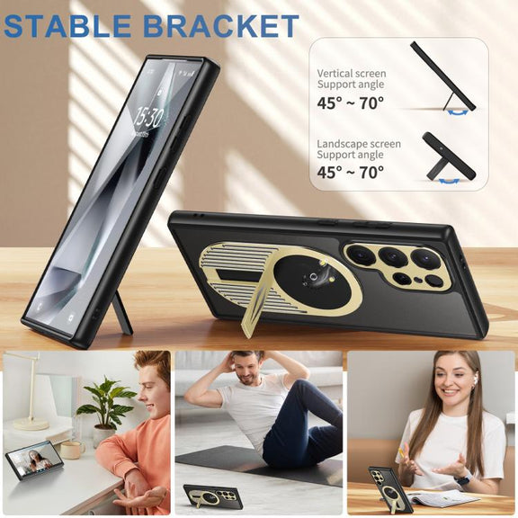 For Samsung Galaxy S25 Ultra 5G Heat Dissipation Aromatherapy MagSafe Holder Phone Case(Gold)
