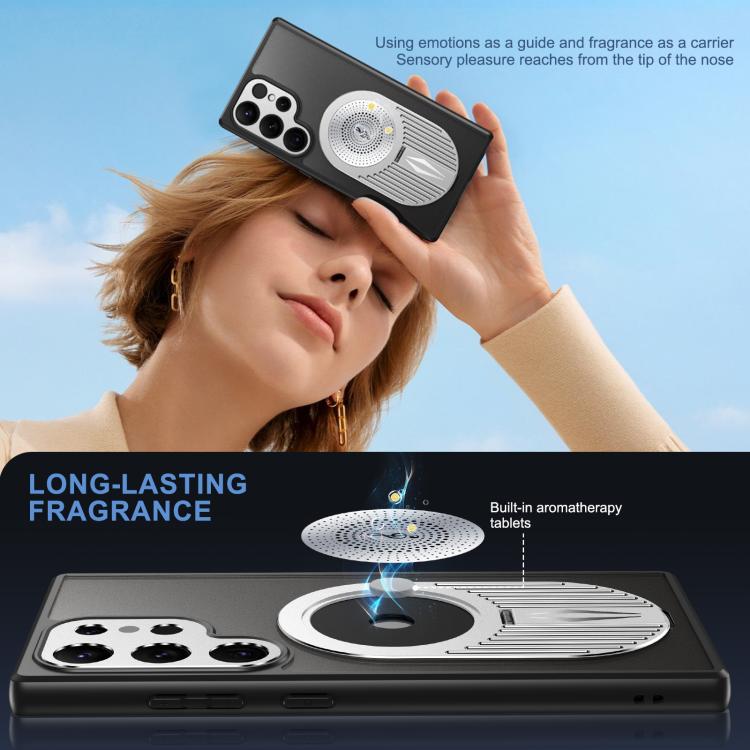 For Samsung Galaxy S25 Ultra 5G Heat Dissipation Aromatherapy MagSafe Holder Phone Case(Silver)