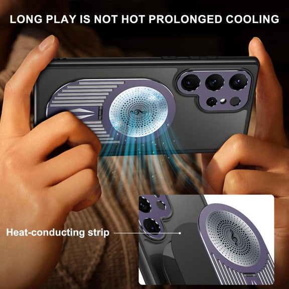 For Samsung Galaxy S25 Ultra 5G Heat Dissipation Aromatherapy MagSafe Holder Phone Case(Purple)