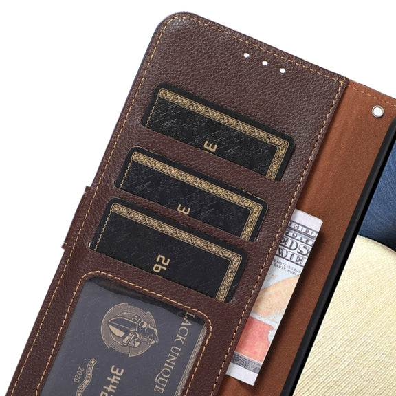 For Google Pixel 10 / 9 KHAZNEH Litchi Texture Leather RFID Phone Case(Brown)