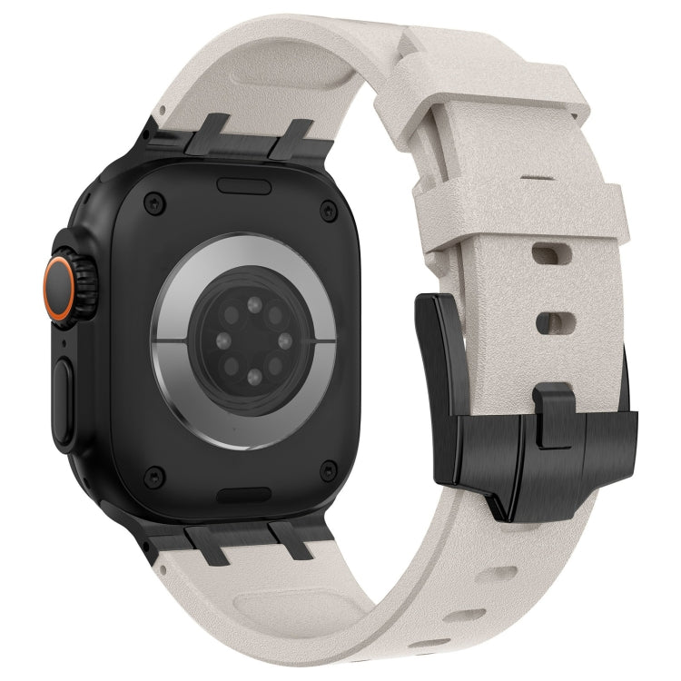 For Apple Watch SE 2023 44mm Stone Grain Liquid Silicone Watch Band(Black Starlight) - Watch Bands by PMC TechLife | Online Shopping South Africa | PMC TechLife