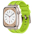 For Apple Watch SE 2023 44mm Stone Grain Liquid Silicone Watch Band(Titanium Green) - Watch Bands by PMC TechLife | Online Shopping South Africa | PMC TechLife