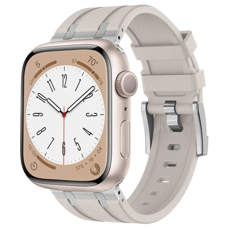 For Apple Watch SE 2023 44mm Stone Grain Liquid Silicone Watch Band(Silver Starlight) - Watch Bands by PMC TechLife | Online Shopping South Africa | PMC TechLife