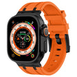 For Apple Watch Ultra 2 49mm Stone Grain Liquid Silicone Watch Band(Black Orange) - Watch Bands by PMC TechLife | Online Shopping South Africa | PMC TechLife