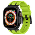 For Apple Watch Ultra 2 49mm Stone Grain Liquid Silicone Watch Band(Black Green) - Watch Bands by PMC TechLife | Online Shopping South Africa | PMC TechLife