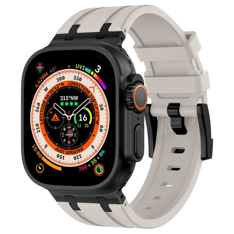 For Apple Watch Ultra 2 49mm Stone Grain Liquid Silicone Watch Band(Black Starlight) - free shipping - PMC TechLife - Order now!