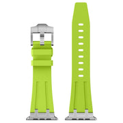 For Apple Watch Ultra 2 49mm Stone Grain Liquid Silicone Watch Band(Silver Green)