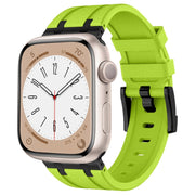 For Apple Watch Series 9 45mm Stone Grain Liquid Silicone Watch Band(Black Green)