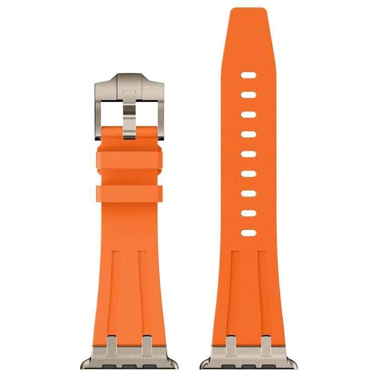 For Apple Watch Series 9 45mm Stone Grain Liquid Silicone Watch Band(Titanium Orange) - Watch Bands by PMC TechLife | Online Shopping South Africa | PMC TechLife