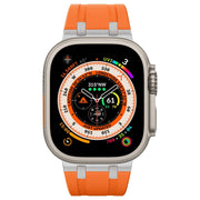 For Apple Watch Series 9 45mm Stone Grain Liquid Silicone Watch Band(Sliver Orange)