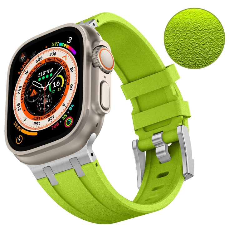 For Apple Watch Series 9 45mm Stone Grain Liquid Silicone Watch Band(Silver Green) - Watch Bands by PMC TechLife | Online Shopping South Africa | PMC TechLife