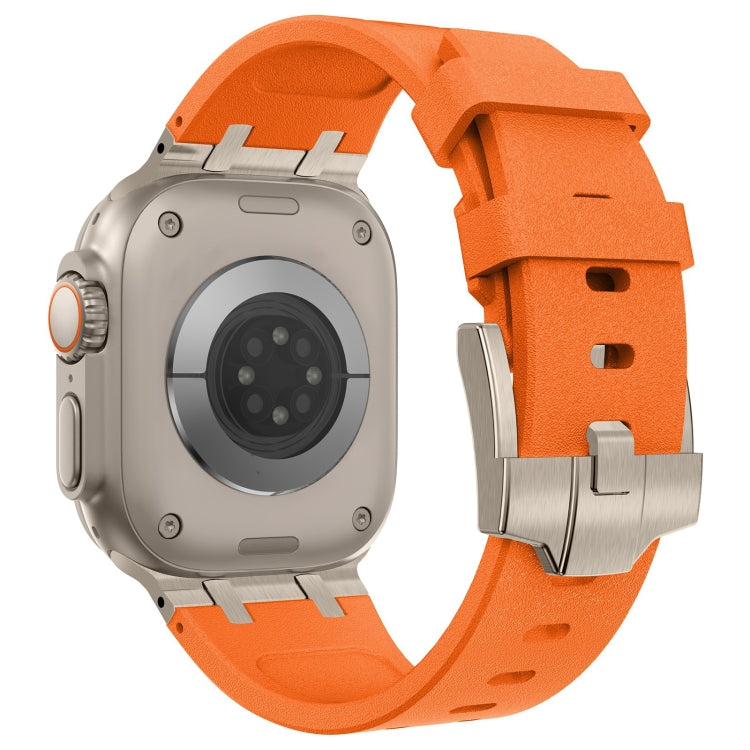 For Apple Watch Ultra 49mm Stone Grain Liquid Silicone Watch Band(Titanium Orange) - Watch Bands by PMC TechLife | Online Shopping South Africa | PMC TechLife