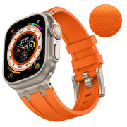 For Apple Watch Ultra 49mm Stone Grain Liquid Silicone Watch Band(Titanium Orange)