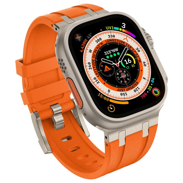 For Apple Watch Ultra 49mm Stone Grain Liquid Silicone Watch Band(Titanium Orange) - Watch Bands by PMC TechLife | Online Shopping South Africa | PMC TechLife