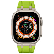 For Apple Watch Ultra 49mm Stone Grain Liquid Silicone Watch Band(Titanium Green)