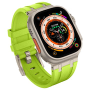 For Apple Watch Ultra 49mm Stone Grain Liquid Silicone Watch Band(Titanium Green)