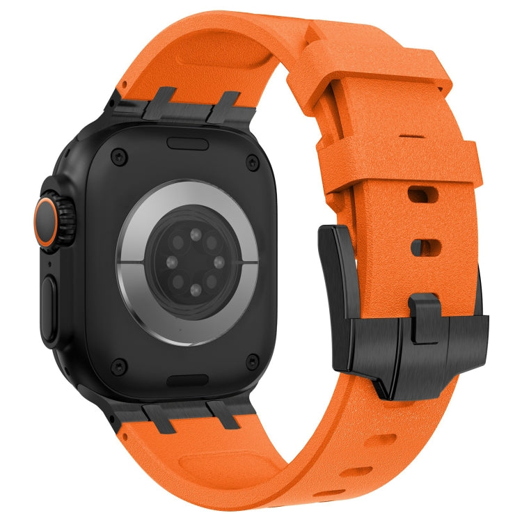 For Apple Watch Series 7 45mm Stone Grain Liquid Silicone Watch Band(Black Orange) - Watch Bands by PMC TechLife | Online Shopping South Africa | PMC TechLife