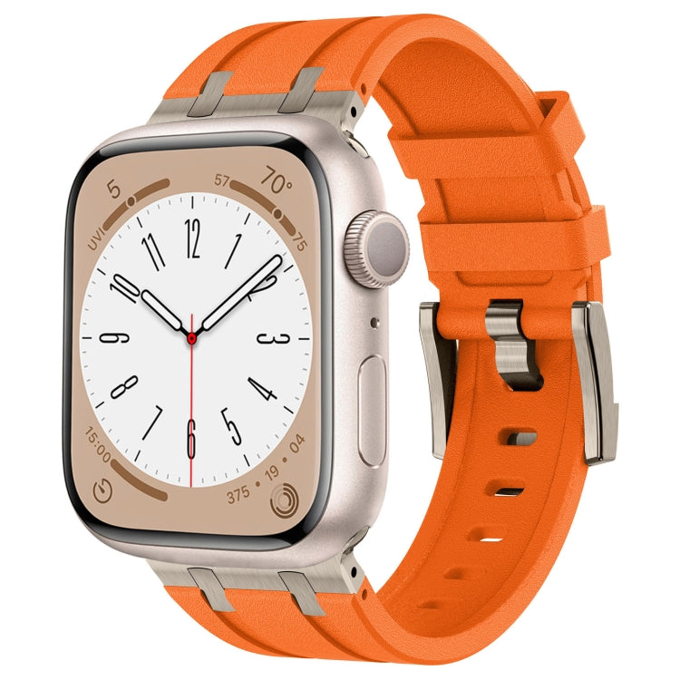 For Apple Watch Series 7 45mm Stone Grain Liquid Silicone Watch Band(Titanium Orange) - Watch Bands by PMC TechLife | Online Shopping South Africa | PMC TechLife