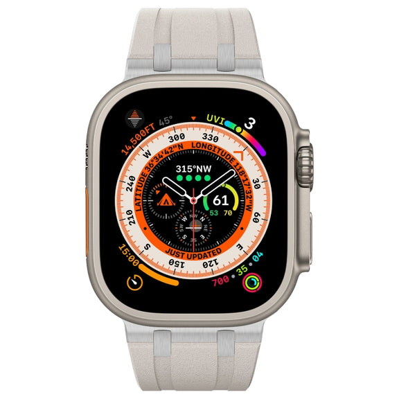 For Apple Watch SE 44mm Stone Grain Liquid Silicone Watch Band(Silver Starlight)