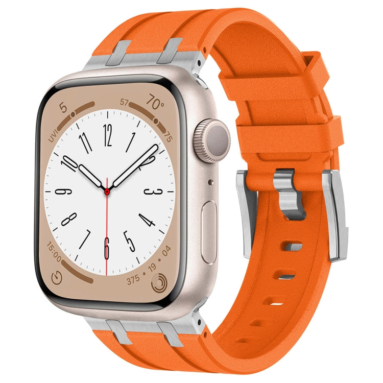 For Apple Watch Series 6 44mm Stone Grain Liquid Silicone Watch Band(Sliver Orange) - Watch Bands by PMC TechLife | Online Shopping South Africa | PMC TechLife