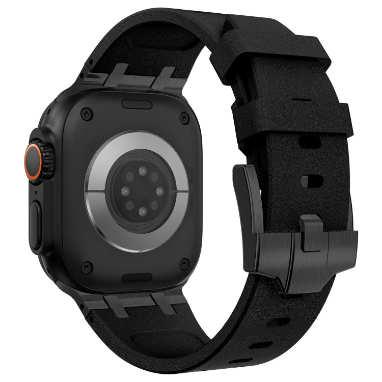 For Apple Watch Series 4 44mm Stone Grain Liquid Silicone Watch Band(Black Black) - Watch Bands by PMC TechLife | Online Shopping South Africa | PMC TechLife