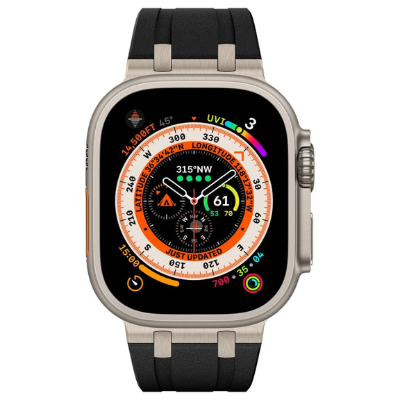 For Apple Watch Series 4 44mm Stone Grain Liquid Silicone Watch Band(Titanium Black)