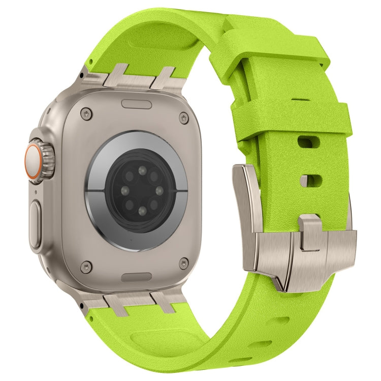 For Apple Watch Series 4 44mm Stone Grain Liquid Silicone Watch Band(Titanium Green) - Watch Bands by PMC TechLife | Online Shopping South Africa | PMC TechLife