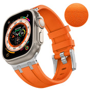 For Apple Watch Series 4 44mm Stone Grain Liquid Silicone Watch Band(Sliver Orange)