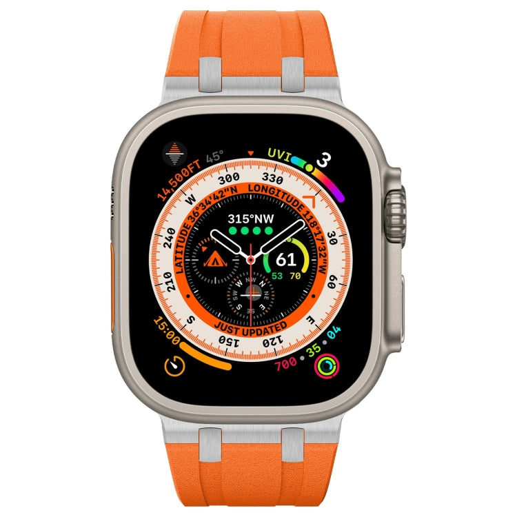 For Apple Watch Series 4 44mm Stone Grain Liquid Silicone Watch Band(Sliver Orange)