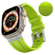 For Apple Watch Series 3 42mm Stone Grain Liquid Silicone Watch Band(Silver Green)