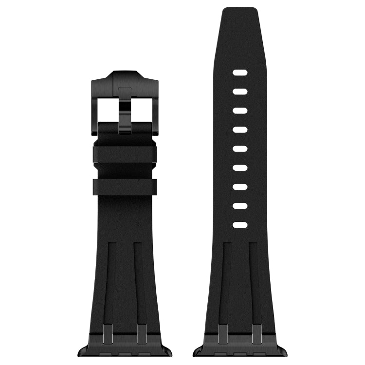 For Apple Watch Series 2 42mm Stone Grain Liquid Silicone Watch Band(Black Black) - Watch Bands by PMC TechLife | Online Shopping South Africa | PMC TechLife