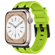 For Apple Watch Series 2 42mm Stone Grain Liquid Silicone Watch Band(Black Green) - Watch Bands by PMC TechLife | Online Shopping South Africa | PMC TechLife