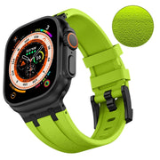 For Apple Watch Series 2 42mm Stone Grain Liquid Silicone Watch Band(Black Green)