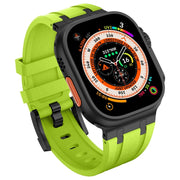 For Apple Watch Series 2 42mm Stone Grain Liquid Silicone Watch Band(Black Green)