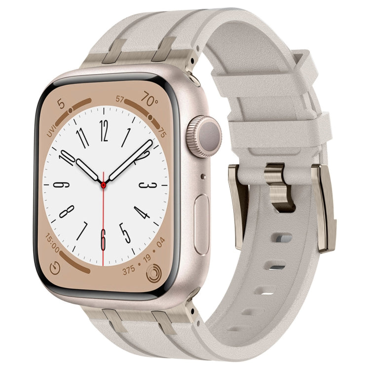 For Apple Watch Series 2 42mm Stone Grain Liquid Silicone Watch Band(Titanium Starlight) - Watch Bands by PMC TechLife | Online Shopping South Africa | PMC TechLife