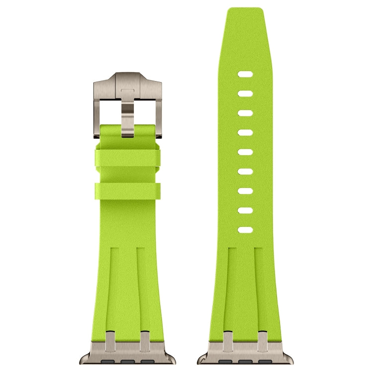 For Apple Watch 42mm Stone Grain Liquid Silicone Watch Band(Titanium Green) - Watch Bands by PMC TechLife | Online Shopping South Africa | PMC TechLife
