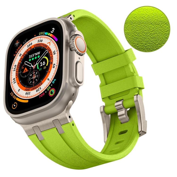 For Apple Watch 42mm Stone Grain Liquid Silicone Watch Band(Titanium Green) - Watch Bands by PMC TechLife | Online Shopping South Africa | PMC TechLife
