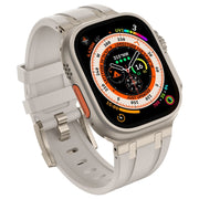 For Apple Watch 42mm Stone Grain Liquid Silicone Watch Band(Titanium Starlight)