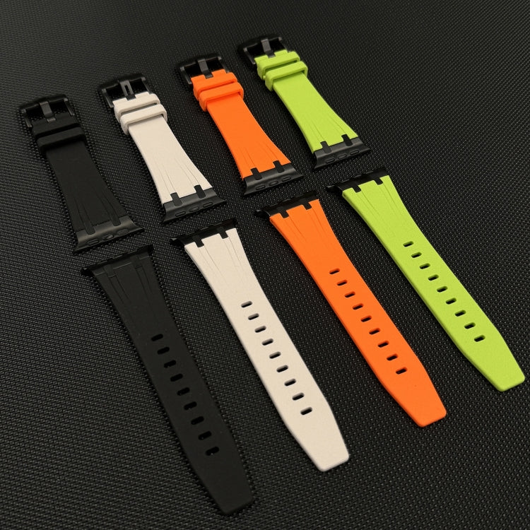 For Apple Watch Series 7 45mm Stone Grain Liquid Silicone Watch Band(Black Orange)