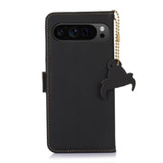 For Google Pixel 9 Pro Genuine Leather Magnetic RFID Leather Phone Case(Black)