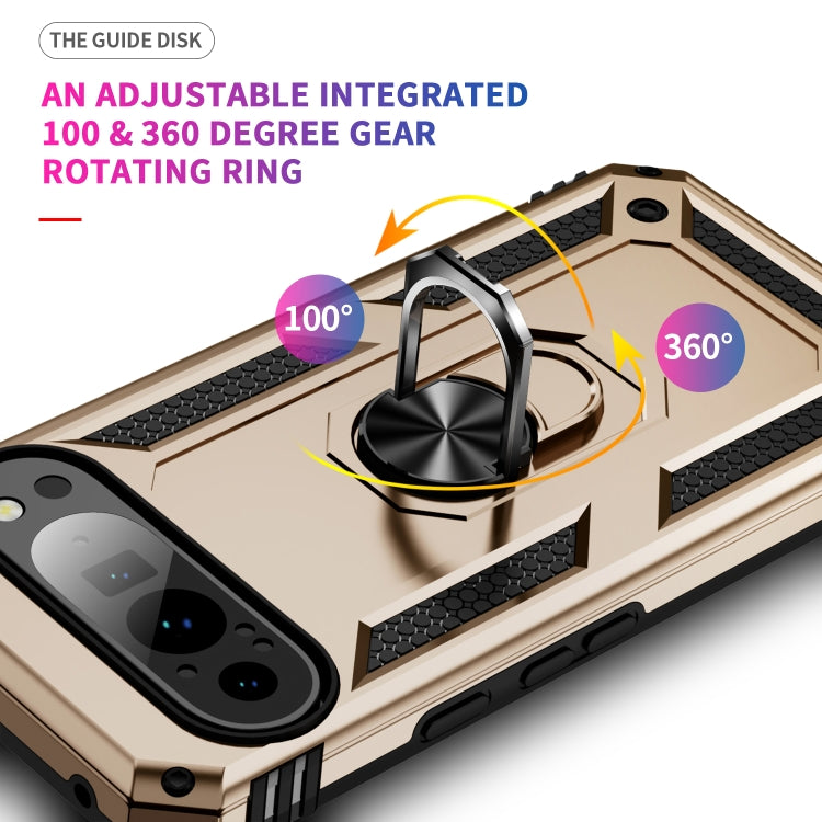 For Google Pixel 9 Pro Shockproof TPU + PC Phone Case with Holder(Gold) - Google Cases by PMC TechLife | Online Shopping South Africa | PMC TechLife | Buy Now Pay Later Mobicred