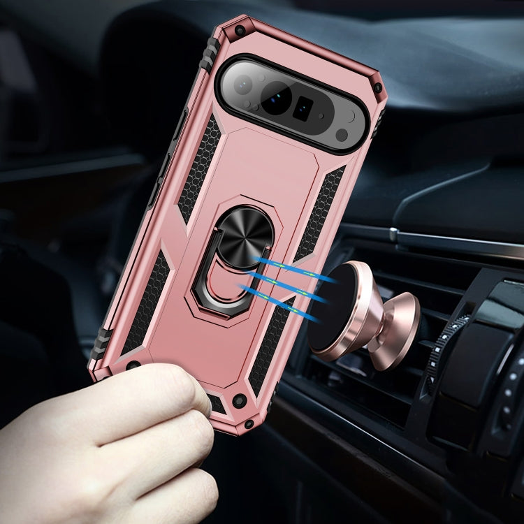 For Google Pixel 9 Pro Shockproof TPU + PC Phone Case with Holder(Rose Gold) - Google Cases by PMC TechLife | Online Shopping South Africa | PMC TechLife | Buy Now Pay Later Mobicred