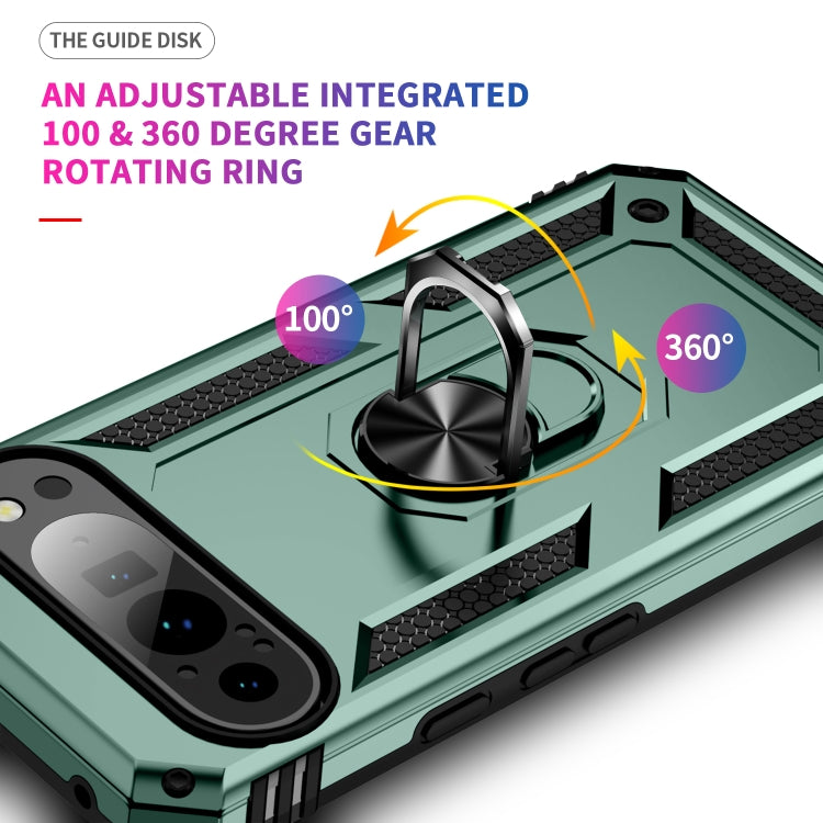 For Google Pixel 9 Pro Shockproof TPU + PC Phone Case with Holder(Dark Green) - Google Cases by PMC TechLife | Online Shopping South Africa | PMC TechLife | Buy Now Pay Later Mobicred