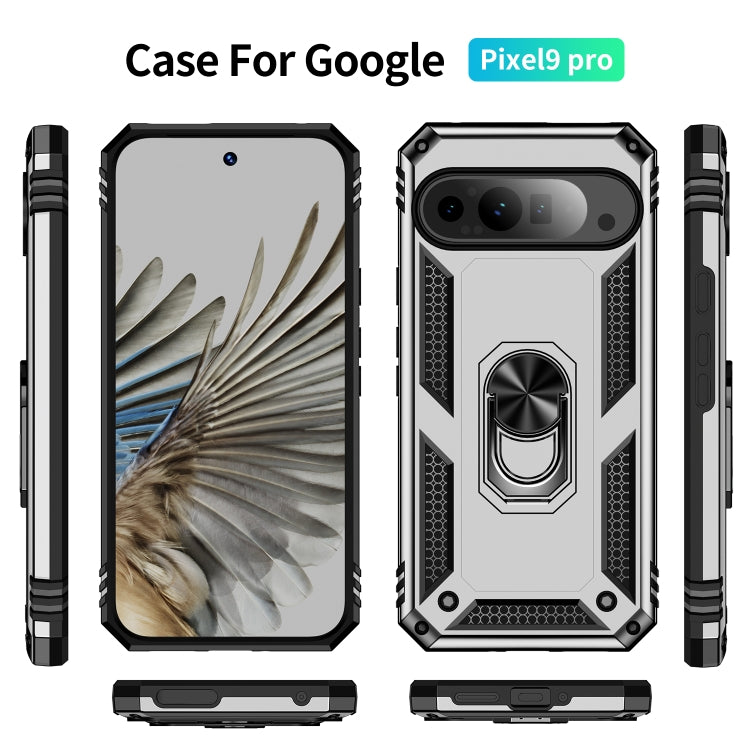 For Google Pixel 9 Pro Shockproof TPU + PC Phone Case with Holder(Silver) - Google Cases by PMC TechLife | Online Shopping South Africa | PMC TechLife | Buy Now Pay Later Mobicred