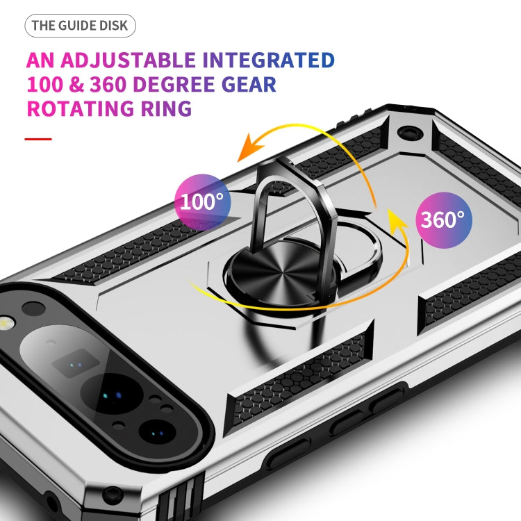 For Google Pixel 9 Pro Shockproof TPU + PC Phone Case with Holder(Silver) - Google Cases by PMC TechLife | Online Shopping South Africa | PMC TechLife | Buy Now Pay Later Mobicred