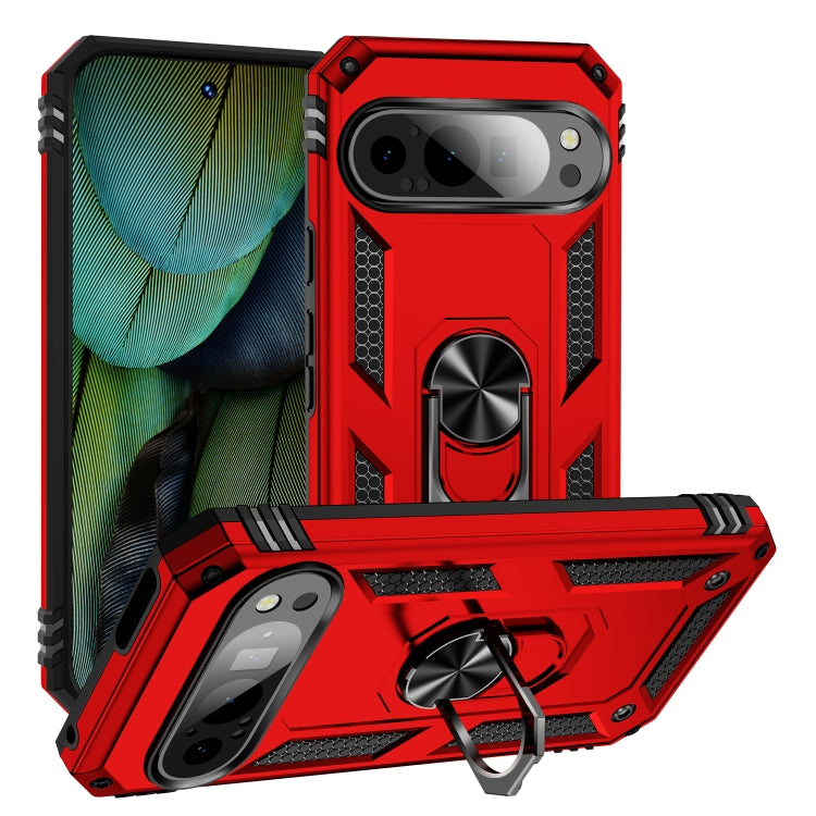 For Google Pixel 9 Shockproof TPU + PC Phone Case with Holder(Red) - Google Cases by PMC TechLife | Online Shopping South Africa | PMC TechLife | Buy Now Pay Later Mobicred