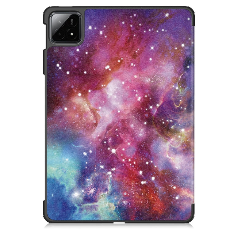For Xiaomi Pad 6S Pro Custer Painted 3-Fold Holder Smart Leather Tablet Case(Milky Way Nebula) - More Tablet Cases by PMC TechLife | Online Shopping South Africa | PMC TechLife | Buy Now Pay Later Mobicred