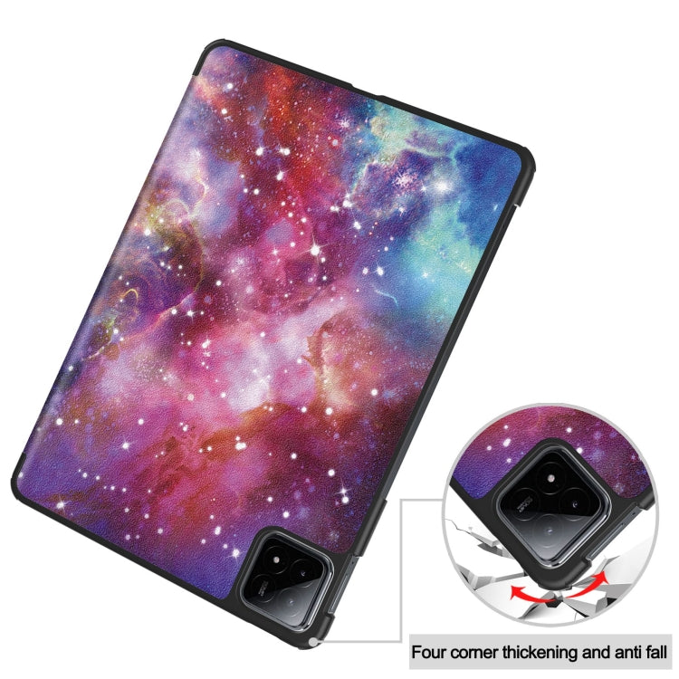 For Xiaomi Pad 6S Pro Custer Painted 3-Fold Holder Smart Leather Tablet Case(Milky Way Nebula) - More Tablet Cases by PMC TechLife | Online Shopping South Africa | PMC TechLife | Buy Now Pay Later Mobicred
